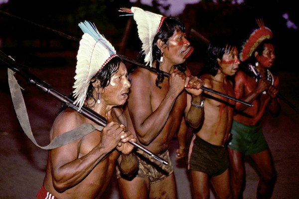 Michael Friedel "The Txucarramae-Kayapo. A nocturnal victory celebration in Kretire in August 1982.