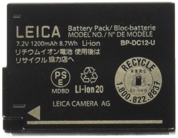 锂离子电池 BP-DC12-U, 用于Leica V-LUX 4 和 V-LUX (Typ 114)